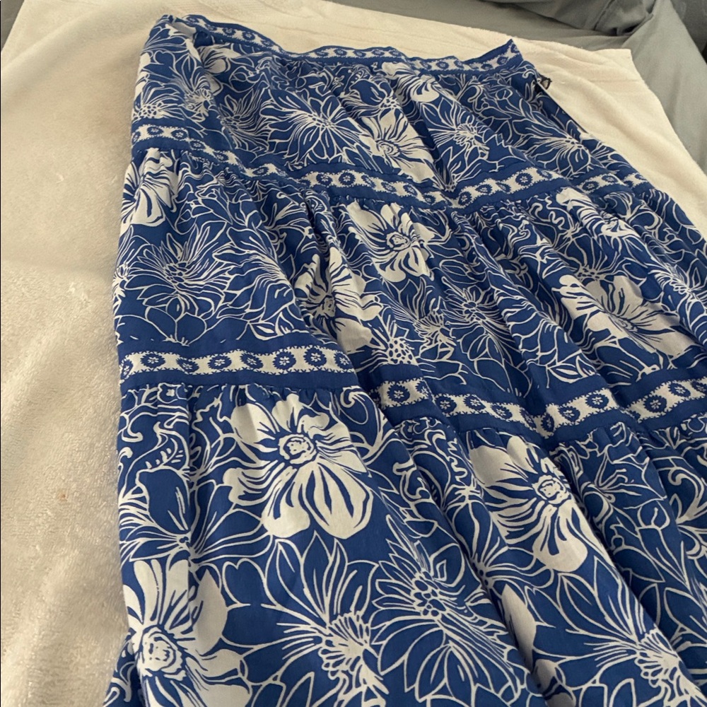 Floral Blue and White Dress